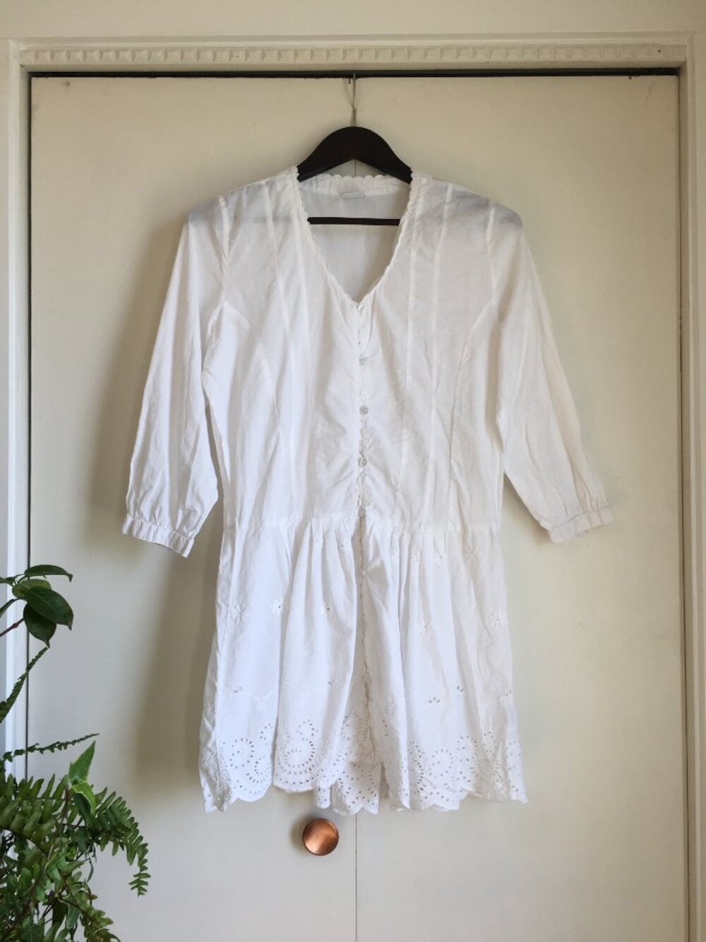 Gina Tricot White Emma Eyelet Tunic 100% Cotton 36/S Boho